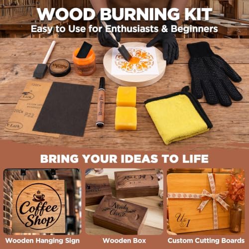 13PCS Wood Burning Paste Kit, 4OZ Wood Burning Gel with Single Sided Wood Burning Pen Marker for Easy Application & Beautiful Engravings, Ideal DIY Craft Kit for Beginners and Handmade Enthusiasts - Image 3