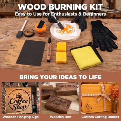 13PCS Wood Burning Paste Kit, 4OZ Wood Burning Gel with Single Sided Wood Burning Pen Marker for Easy Application & Beautiful Engravings, Ideal DIY Craft Kit for Beginners and Handmade Enthusiasts - Image 3