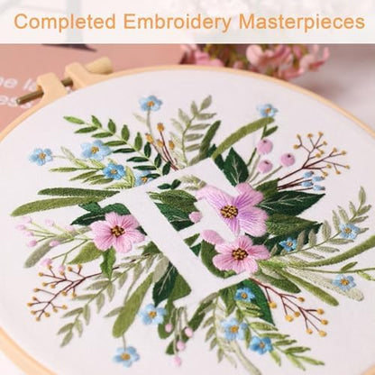 Harimau Letter F Pattern Embroidery Kit for Adult Beginners, Complete Starter Pack with 1 Hoop, Needles, Instruction Guide & Embroidery Stitch Video Tutorials - Image 6