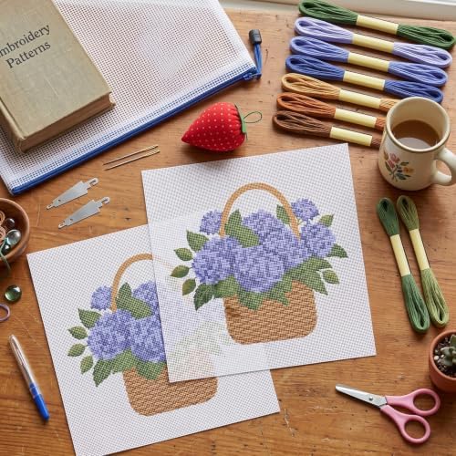XunYee Needlepoint Canvas Kit, Hydrangea Basket - Image 5