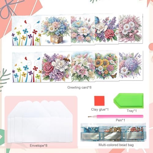 8 Packs Diamond Art Painting Greeting Card Kit Diamond Art Greeting Cards - Image 3
