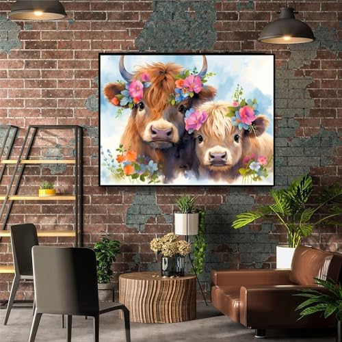 Highland Cow Paint by Numbers for Adults with Framed Canvas - Wooden Easel - Image 4