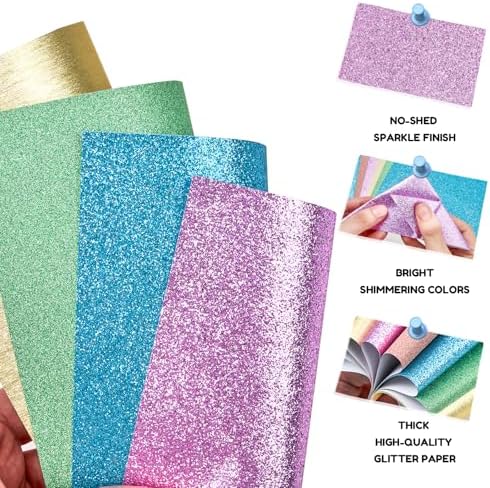 JoyCat Pastel Glitter Origami Paper, 50 Sheets, 5 Colors, 6x6 Inch - Image 6