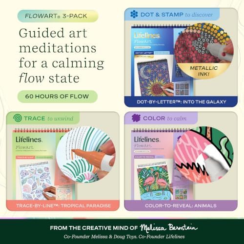 Lifelines FlowArt Activity Pad 3-Pack, Guided Art Meditation Coloring Books - Image 2