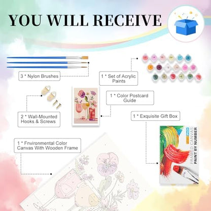 Camocin Framed Paint by Numbers Kit for Adults Beginners – Flowers Cocktail - Image 4