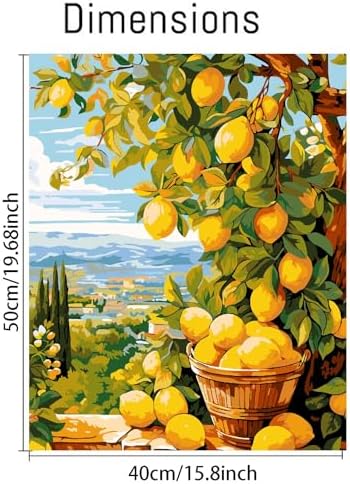 Clendo Lemon Paint by Numbers Kits for Adults, DIY Lemon Tree Adult Paint by Number Kits on Canvas, Digital Oil Number Painting for Home Decor (16x20 Inch) - Image 2