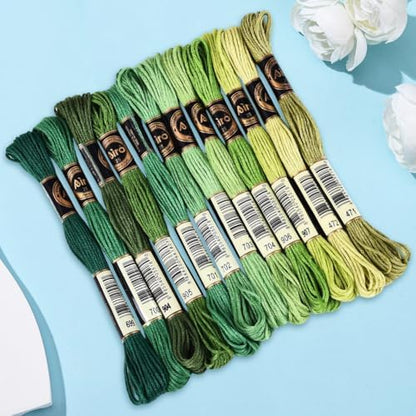 105 Yards 12 Skeins Gradient 6 Strands Dark Green Variegated Embroidery Floss Thread Cross Stitch Friendship Bracelet Polyester String Threads Assorted Bulk Set for Hand Sewing Making Supply - Image 7