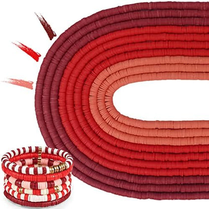MIIIM 3600 PCS 10 Strands Polymer Clay Beads for Jewelry Making, Vinyl Heishi Beads 6mm for Surfer Bracelets Necklace Making (Red) by MIIIM