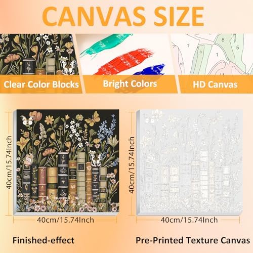 Framed Paint by Numbers Kit for Adults with Wooden Easel, Book, 16x16 inch - Image 2