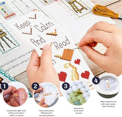 FREEBLOSS 6 Set Cross Stitch Bookmark Kit Books Pattern 6 * 20CM - Image 4