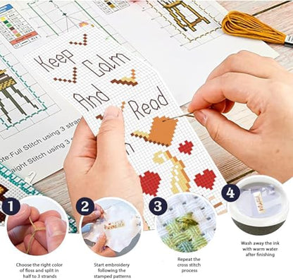 FREEBLOSS 6 Set Cross Stitch Bookmark Kit Books Pattern 6 * 20CM - Image 4