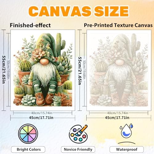 CRZMODE Gnome Paint by Numbers Kit for Adults, Plant Gnome Paint by Numbers for Adults, Acrylic Painting Crafts for Home Decor Gift (16x20inch) - Image 2