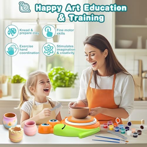 Pottery Wheel for Kids-Complete Pottery Painting Kit Arts and Crafts for Kids Ages 8-12, Clay Sculpting Tools with 1.7lb Air Dry Clay, Birthday Christmas Gifts Toys for Boy Girls Age 6 7 8 9 10 11 12 - Image 5