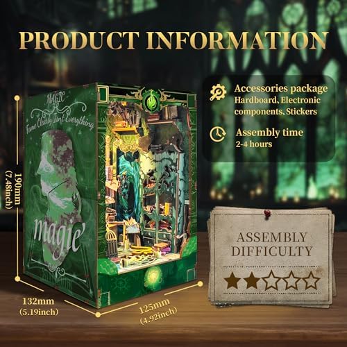 DIY Book Nook Kit 3D Wooden Puzzle DIY Miniature House Kit Magic Dollhouse Tiny House Bookshelf Dollhouse for Adults with LED Light- Snake House (SQ-41) - Image 2