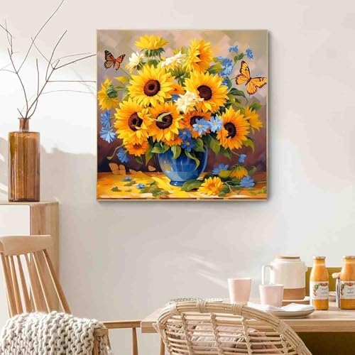 Sunflower Paint by Numbers Kit for Adults Beginners 15.7X15.7 inch - Image 4