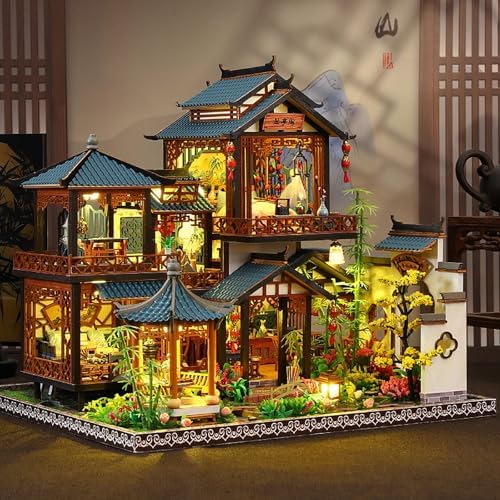 DIY Book Nook Kit - DIY Miniature Dolls House Kit with Furniture and LED Light, 3D Puzzle Wooden Art Bookends, Model Kits for Adults to Build (Yayun Lanting) - Image 2