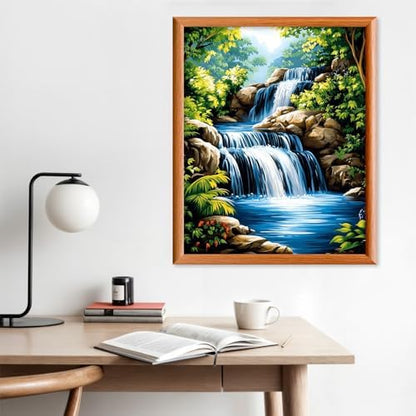 Lxmsja Waterfall Paint by Numbers Kit for Adults, Forest Acrylic Paint by Numbers for Adults Beginner, DIY Craft Supplies Oil Painting Kits for Home Wall Decor 16x20 inch (No Frame) - Image 3