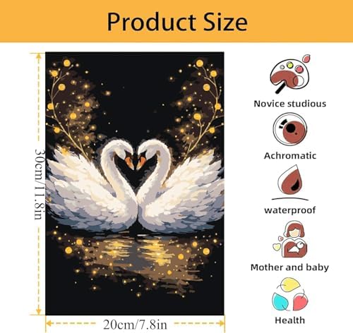 Mowana Swan Paint by Numbers Kit for Adults Framed Canvas - with Wooden Easel, Adults' Paint-by-Number Kits DIY Acrylic Oil Painting Kits Arts Crafts 7.8x11.8inch - Image 6