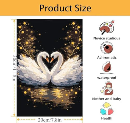 Mowana Swan Paint by Numbers Kit for Adults Framed Canvas - with Wooden Easel, Adults' Paint-by-Number Kits DIY Acrylic Oil Painting Kits Arts Crafts 7.8x11.8inch - Image 6