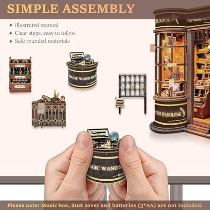 SUNNINO Book Nook Kit DIY Miniature Magic Wand Shop Dollhouse for Adults - Image 5