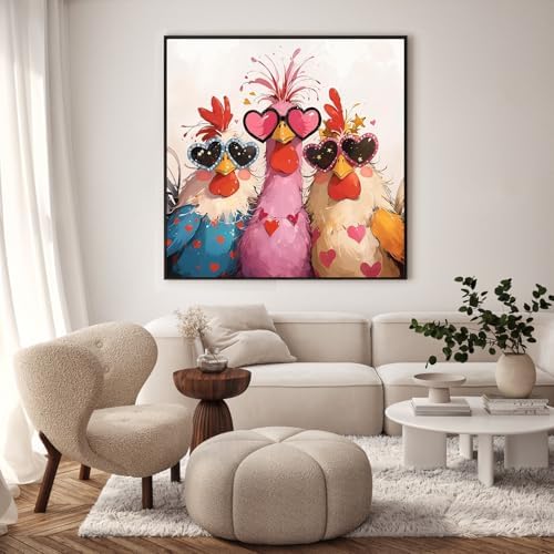 GEEHEIY Framed Paint by Numbers Kit for Adults, Funny Chicken, 10 x 10 Inch - Image 2