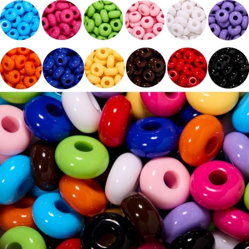Large Hole Acrylic Beads, 120Pcs, 14mm for Carabiner Bag Charms by Anjulery