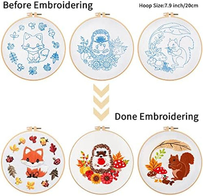 Louise Maelys 3 Set Animal Embroidery Kit for Beginners Cute DIY Gift - Image 3