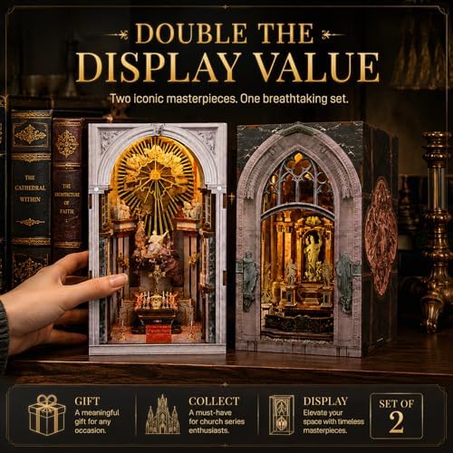 MiniCity 2-Piece Book Nook Kit Set, Milan and St Charles Church with LED - Image 5