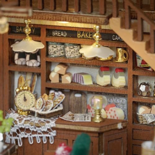 DIY Miniature Dollhouse Kits - Wooden Mini Model House with LED Lights, Tiny Furniture & Accessories – Craft Building Kits for Teens & Adults (Bagel Time) – Birthday Valentine's Gift - Image 7