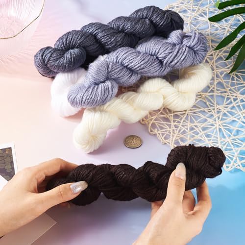 Cheriswelry 6 Skeins Black White Grey Acrylic Fiber Yarn Craft Sewing Cord Threads for Weaving Soft String for Knitting 2.2mm Skeins Yarn kit for Crochet Beginners Adults - Image 3