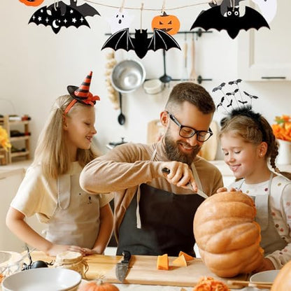 Large Size 7inch Wooden Halloween Ornaments to Paint,Bat Cutouts Unfinished DIY Blank Unfinished Pumpkin Wood Discs Ornament for Crafts Hanging Autumn Decorations 10PCS - Image 7