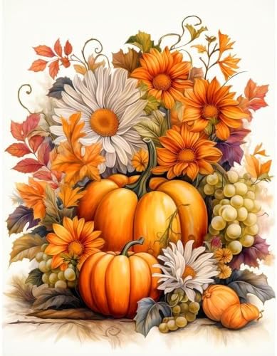 Thanksgiving Pumpkin Stamped Cross Stitch Kits for Beginners Adults - Flowers Counted Cross Stitch Kits Needlepoint Cross-Stitch Patterns Dimensions Needlecrafts Embroidery Kits Arts and Crafts by Unknown