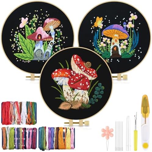 TINDTOP Embroidery Kit for Adult, Mushroom Embroidery Stitch Practice kit by TINDTOP