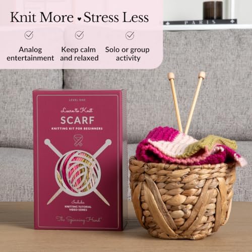 The Spinning Hand Knitting Kit for Beginners Adults – Educator-Designed, Self-Striping Wool Yarn, Bamboo Needles & Video Tutorials (Dragonfruit) - Image 3