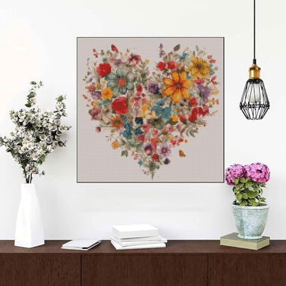 Valentine's Day Stamping Cross Stitch Kit, Flowers Counting Cross Stitch Kit for Adult Beginners , Full Line DIY Cross Stitch Stitching Kit for Home Decor Cross Stitch Patterns 13.7x13.7 inches - Image 4