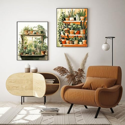 Hutarosl 4 Pack Paint by Numbers Kit for Adults Plant- Bookshelf Paint by Number Adult, Canvas Painting by Numbers for Adults Perfect for Gifts Home Wall Decor 12x16inch - Image 3