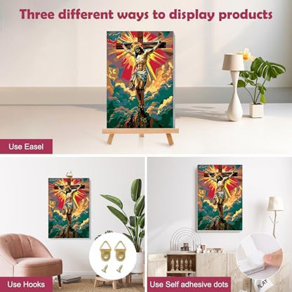 MOGTAA Jesus Paint by Numbers Kit for Adults Beginners with Frame, Religious Cross Adult Paint by Number Kits on Canvas with Easel, Easy DIY Oil Painting Kits for Home Decor, 8x12in - Image 3