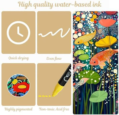 nauets 48 Colors Precision Dual Tip Acrylic Paint Markers Pens - Dot & Fine - Image 4