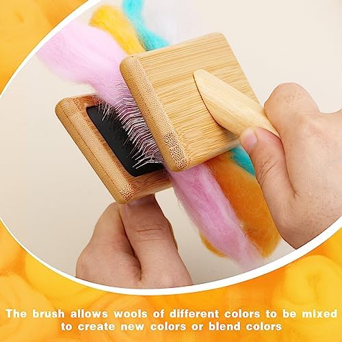 kdafio 2 Pcs Wooden Wool Carders Hand Carders for Wool Needle Felting - Image 4