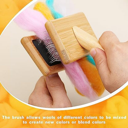 kdafio 2 Pcs Wooden Wool Carders Hand Carders for Wool Needle Felting - Image 4