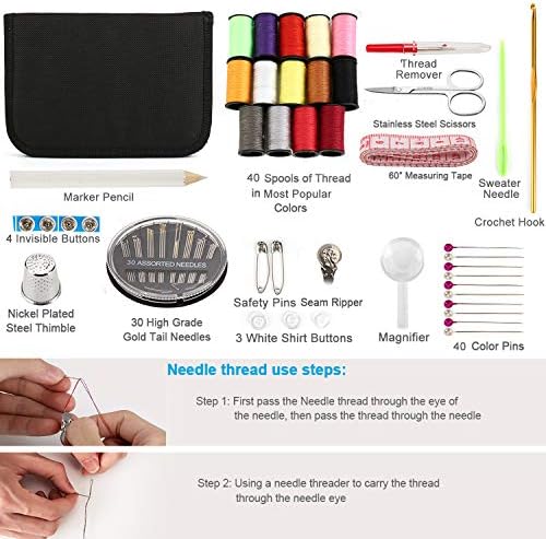 Sewing Kit, Sewing Kit for Adults, Needle and Thread Kit, Travel Sewing Supplies, Large 128PCS, Basic, Beginner Sewing Kits, Contains Sewing Needles, Thread etc(L) - Image 2