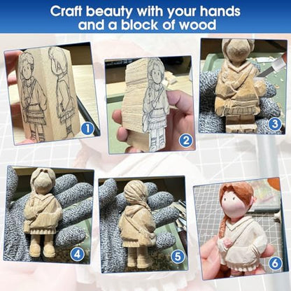 Wood Carving Kit Whittling Kit 26pcs Wood Carving Tools Knife Set with 3 Wood Carving Knives 8 Detail Knives 8 Blocks, Whittling Kit DIY Hobbies for Beginners Adults Kids - Gift for Men Teens - Image 4