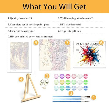 Mowana Grapes Paint by Numbers Kit for Adults - Adult Paint by Numbers for Beginners on Canvas with Frame and Easel, Easy Acrylic Oil Painting by Number Kits 8x12 inch - Image 5