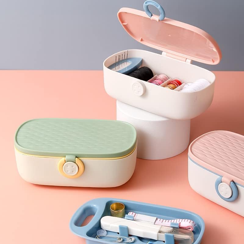Sewing Kit with Case, Portable Sewing Box Organizer, Needle and Thread Kit with 20 Color Threads, Self Threading Needles, Scissors, Tape Measure, Buttons, Safety Pins for Adults, Travel, Home - Image 3