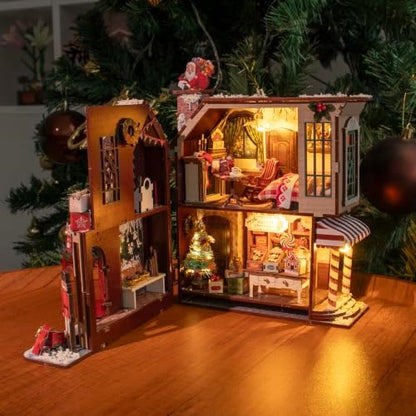 Roroom DIY Miniature House Kit, Enchanted Christmas Cottage Dollhouse Kit - Image 2