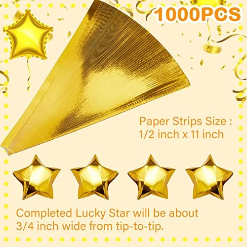 Kigeli 1000 Sheets Origami Star Paper Strips,Gold,Solid Style - Image 2