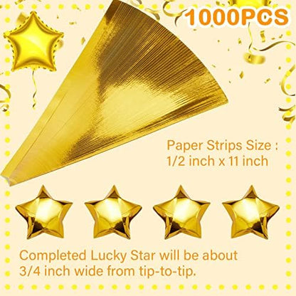 Kigeli 1000 Sheets Origami Star Paper Strips,Gold,Solid Style - Image 2