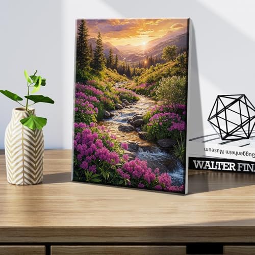 JOOZ Landscape Paint by Number for Adults Beginner with Frame Paint by Number Kits Sunsets on Canvas with Easel DIY Digital Oil Painting for Home Wall Decor Gifts 7.87x11.81 Inch - Image 4