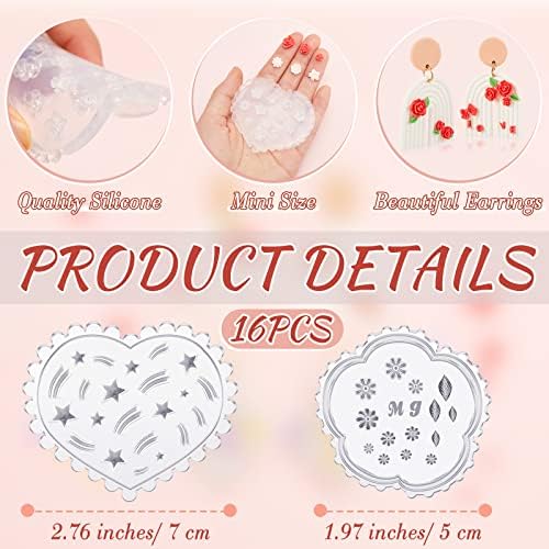 Zeyune 16 Pcs Summer Small Flower Polymer Clay Molds, Mini 3D Silicone Resin Casting Molds for Earring Making Jewelry DIY, Includes Alphabet, Flower, Heart and Bow Shapes(Cameo & Rose) - Image 4