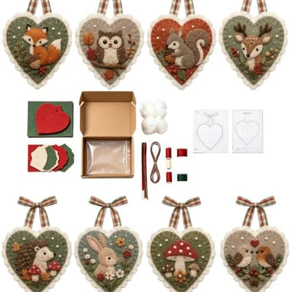 Winter Birds Pre-Cut Felt Heart Ornament Kit，Autumn Woodland by Unknown
